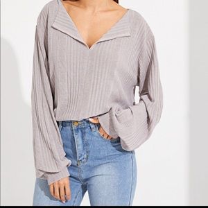 XS Pastel Purple Long-Sleeved Blouse